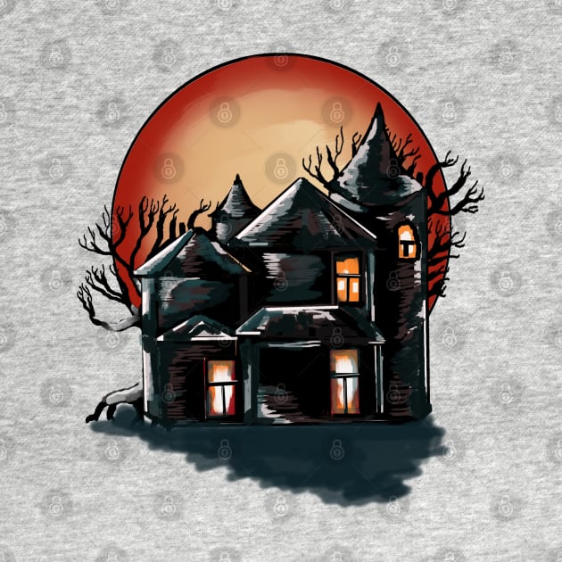 Creepy old haunted house Haloween decoration by Kyradem